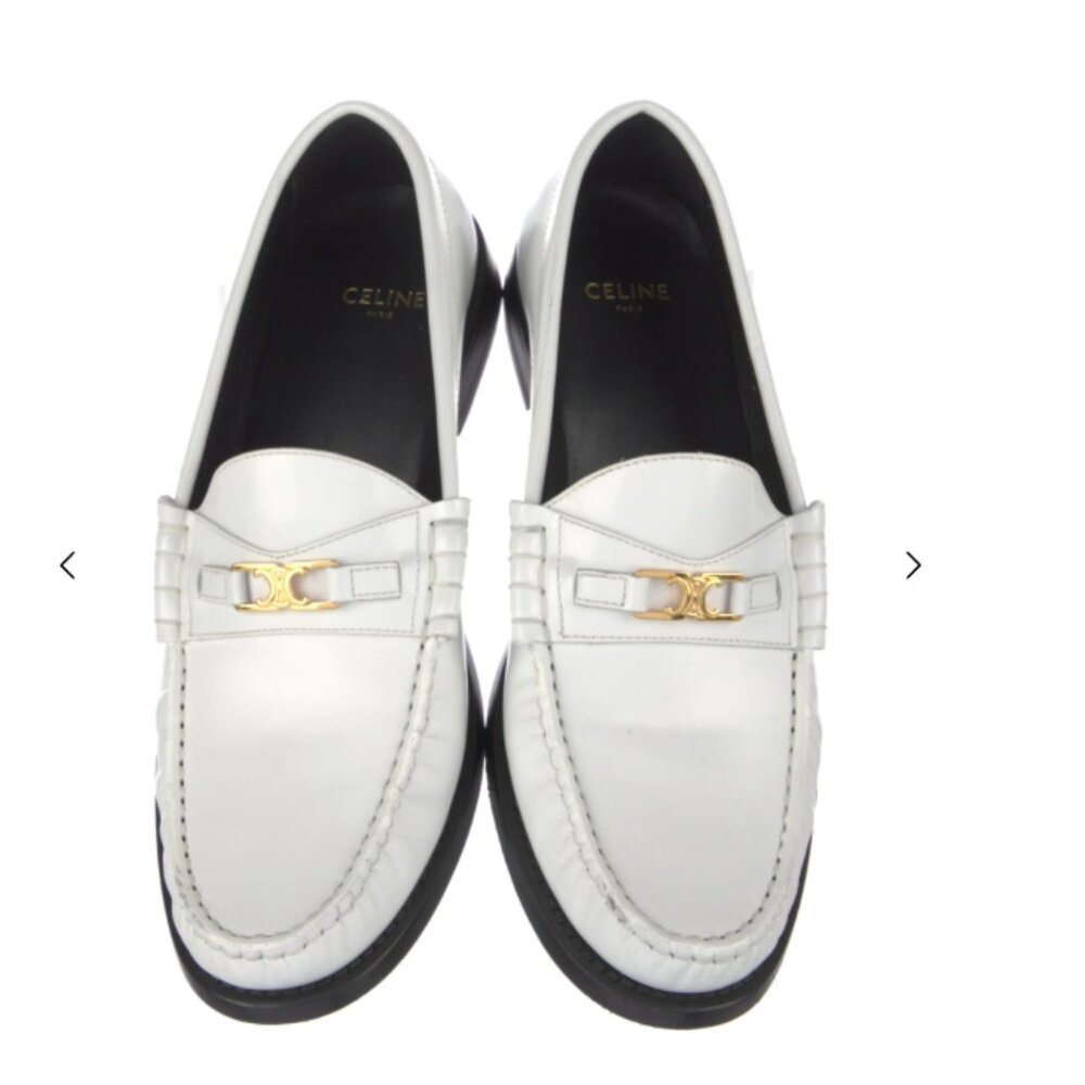 Celine White Leather Loafers Sz 7 (IT37)